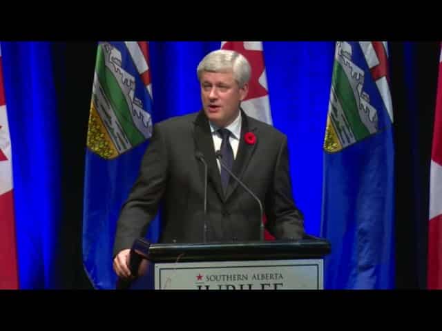 former pm stephen harper at jim prentice memorial Former PM Stephen Harper at Jim Prentice memorial