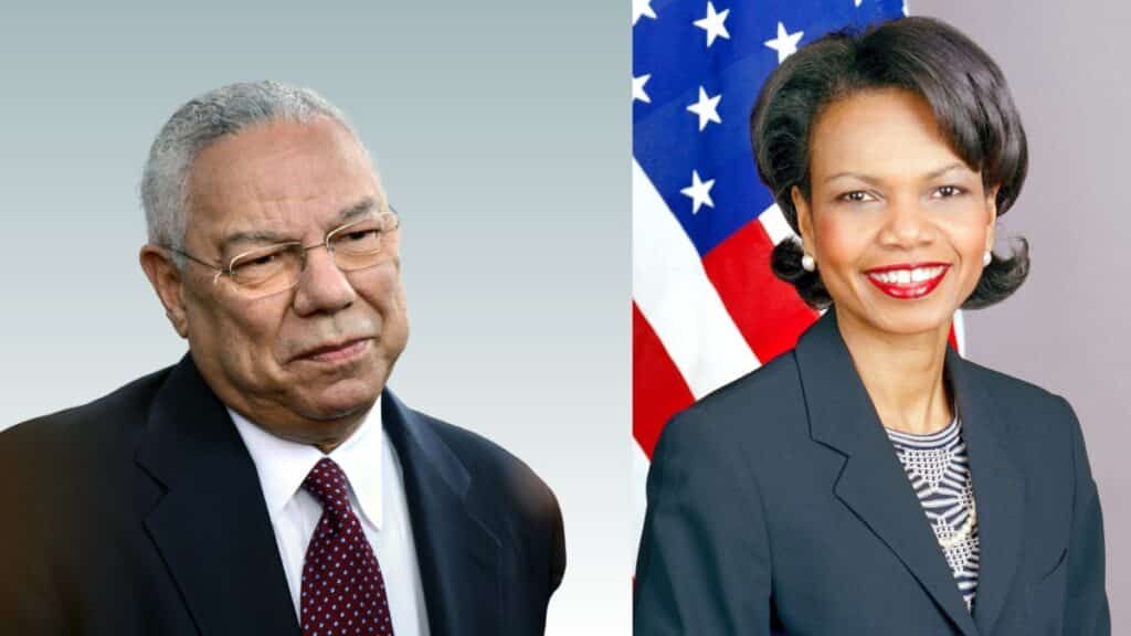 Colin Powell, 84, died from COVID-19 complications Colin Powell and Condoleezza Rice