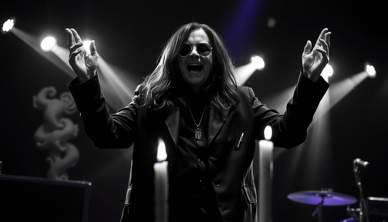 Ozzy Osbourne: Remembering the Legend Dead at 76 Years a man with long hair wearing sunglasses and holding his hands up