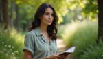 Woman reading in a lush garden. Remembering tatiana schlossberg