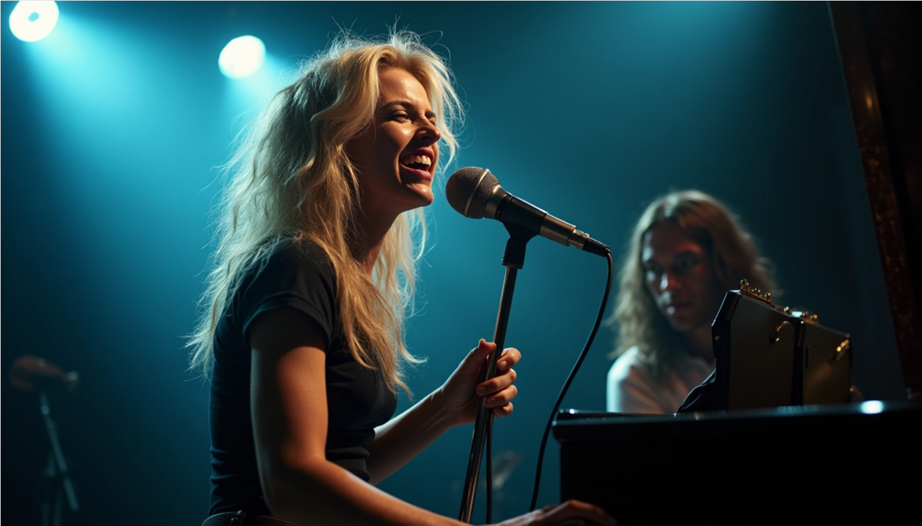 Bonnie Tyler, Died: The Raw Voice That Defined a Pop Era Singer performing on stage with piano